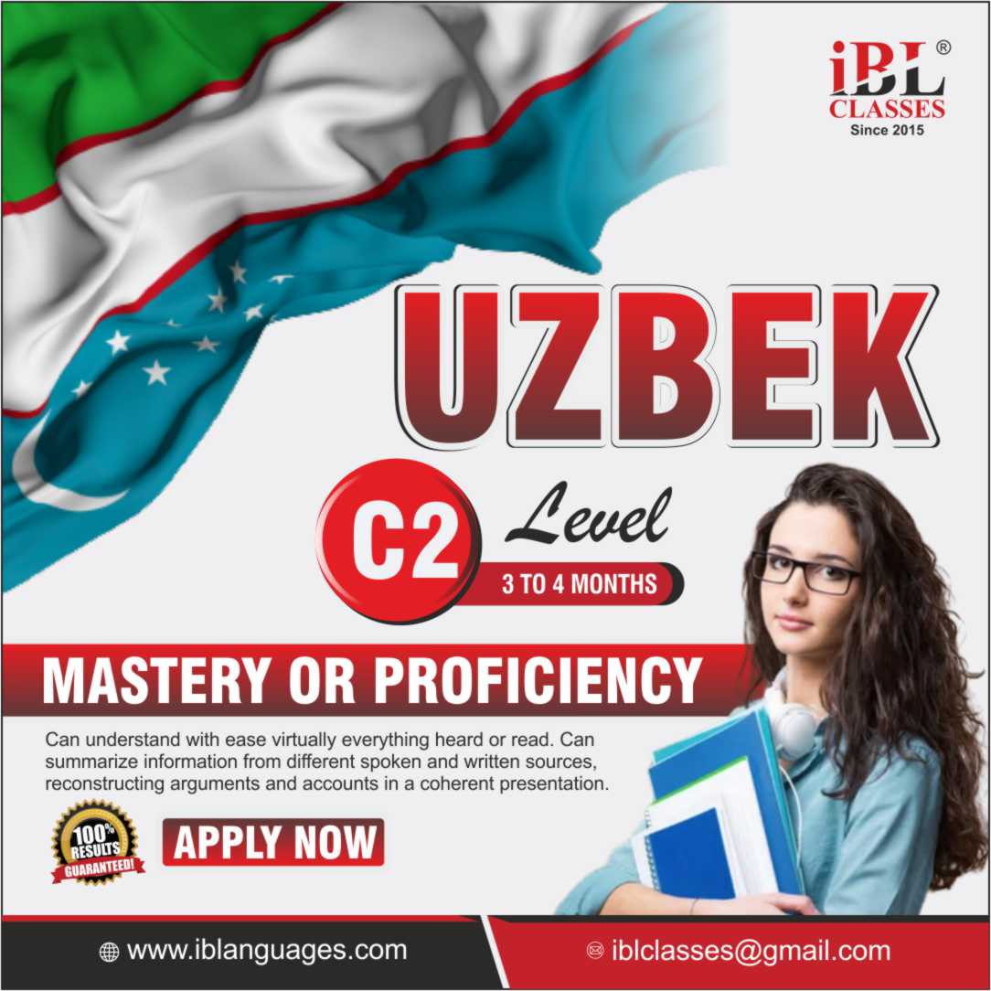 Join our Uzbek for beginners course at iB Languages Pvt Ltd! Learn the basics of speaking, reading, and writing Uzbek with expert guidance. Perfect for travel, study, or exploring a new culture.