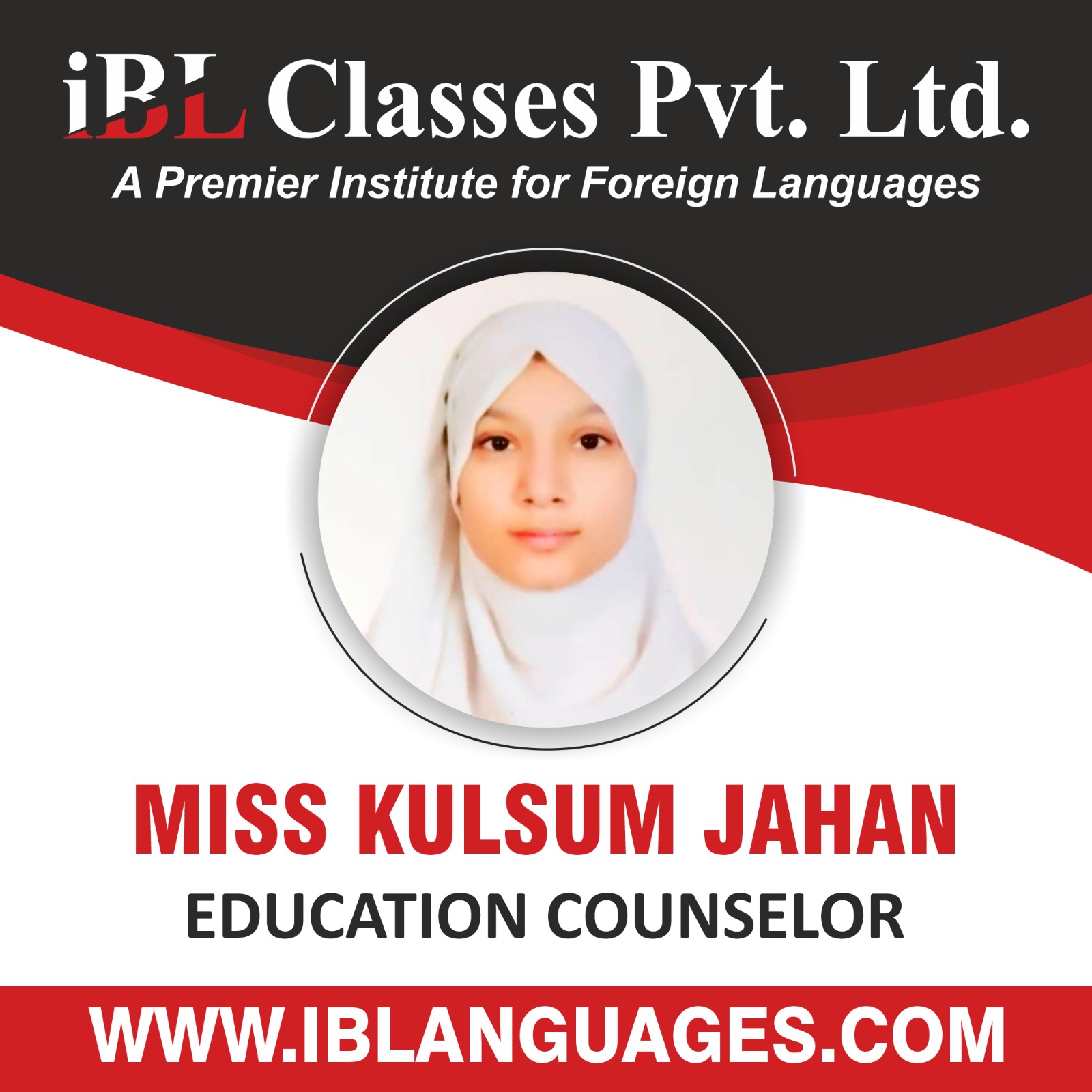 MISS KULSUM JAHAN EDUCATION COUNSELOR