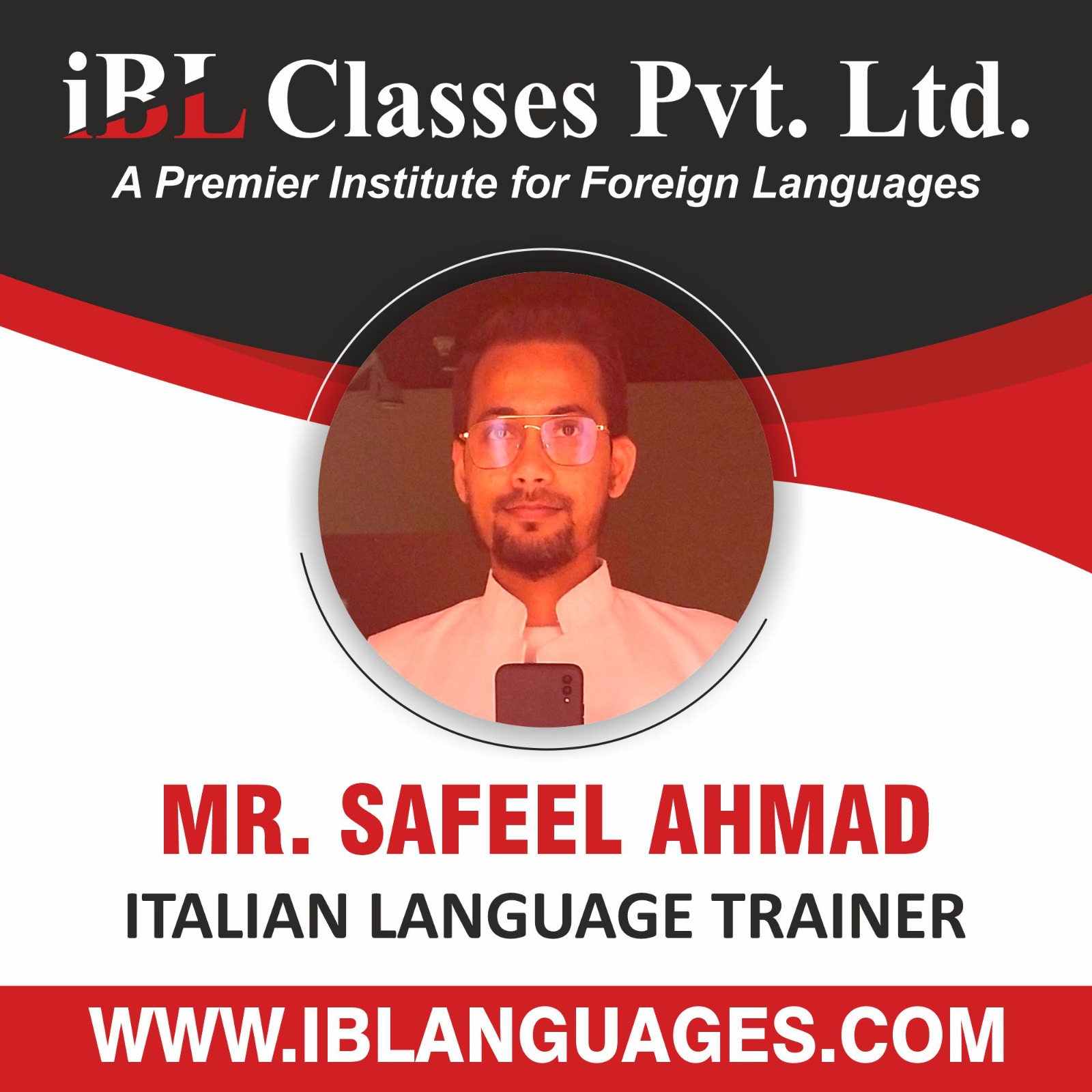 MR SAFEEL AHMAD ITALIAN LANGUAGE TRAINER